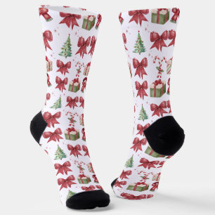 Chaussette Chaussettes de Crew à motif de Noël aquarelle fest
