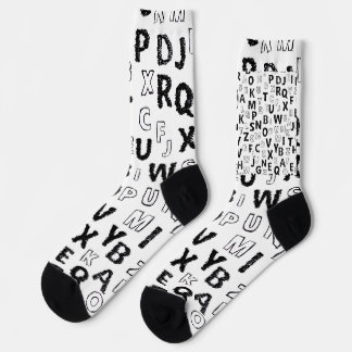 Chaussette Chaussettes de équipage à motif alphabet noir et b