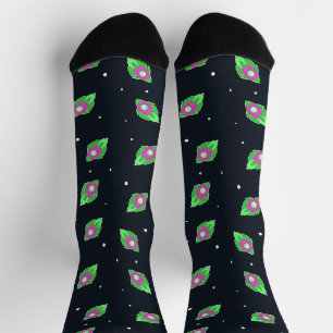 Chaussette Chaussettes de fusée pour espace rose et vert