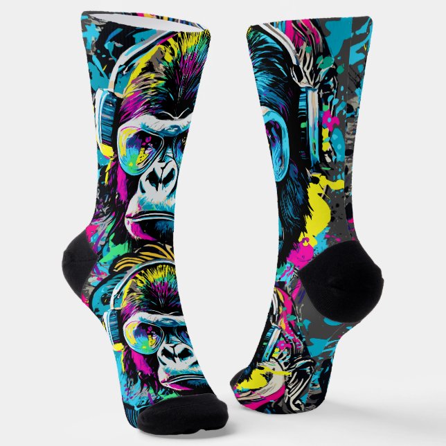 Chaussette Chaussettes de gorille - Gorille avec lunettes de  (Angulaire)
