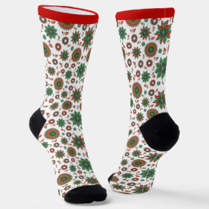 Chaussette Chaussettes de Noël amusantes en Rouge Vert & Blan