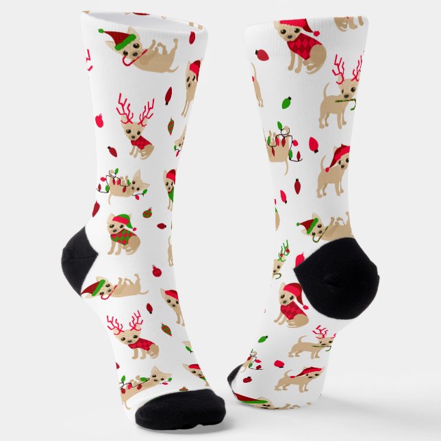 Chaussette Chaussettes de Noël Chihuahuas (Angulaire)