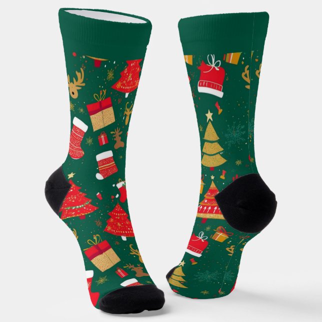 Chaussette Chaussettes de Noël colorées avec nom (Angulaire)