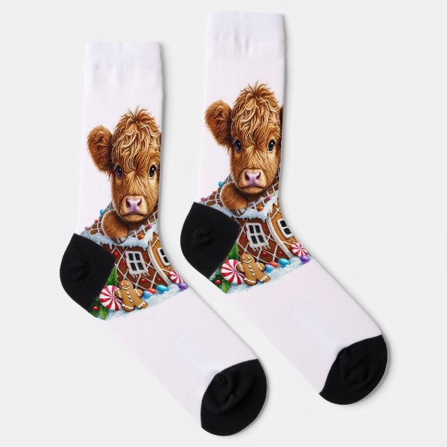 Chaussette Chaussettes de Noël de la vache Highland (Droite)