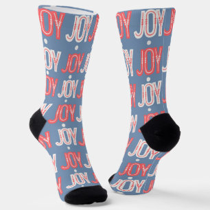 Chaussette Chaussettes de Noël Joie Bleue Lettres Rouge et Bl