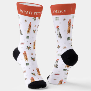 Chaussette Chaussettes de Noël Monogramme Chiens de Fête