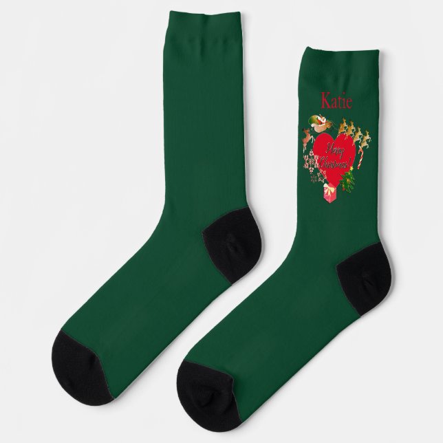 Chaussette Chaussettes de Noël "Père Noël Coeurs de rennesCha (Gauche)
