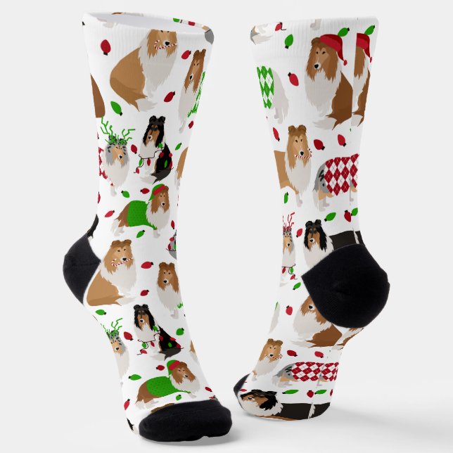 Chaussette Chaussettes de Noël Rough Collie (Angulaire)