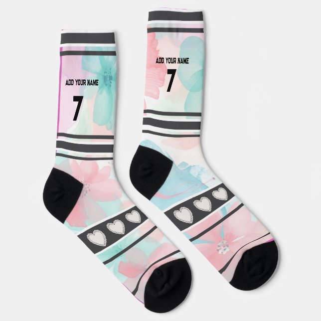 Chaussette Chaussettes de numéro de nom de fleurs colorées (Droite)
