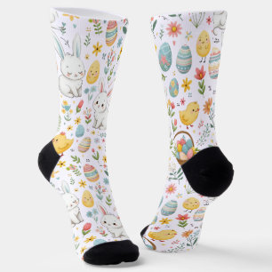 Chaussette Chaussettes de Pâques mignonnes avec lapin et Moti