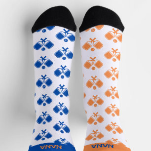 Chaussette Chaussettes de Pickleball Personnalisées Bleu Oran