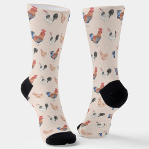 Chaussette Chaussettes de poulets colorées amusantes