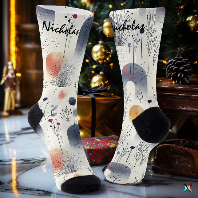 Chaussette Chaussettes de prairie d'hiver en bleu, blanc et b (Créateur téléchargé)