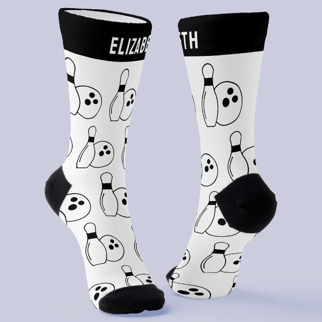 Chaussette Chaussettes de quilles personnalisées en noir et b (🎳 Step up your game with custom bowling socks! 🧦)