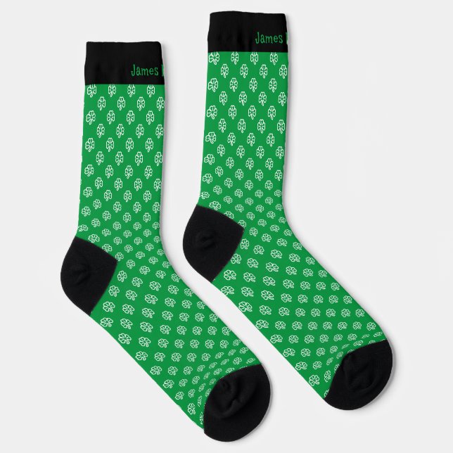 Chaussette Chaussettes de Shamrock Vert Irlandais Personnalis (Droite)