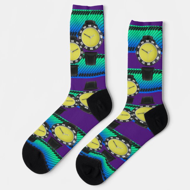 Chaussette Chaussettes de surveillance violette amusantes (Gauche)