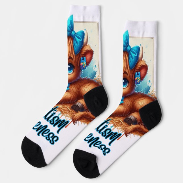 Chaussette Chaussettes de vache de sensibilisation sur l'auti (Gauche)