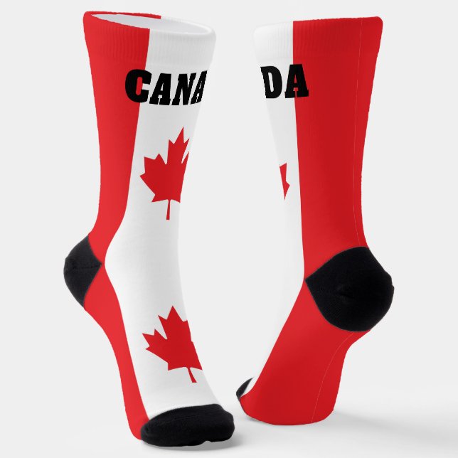 Chaussette chaussettes d'équipage avec drapeau du Canada (Angulaire)