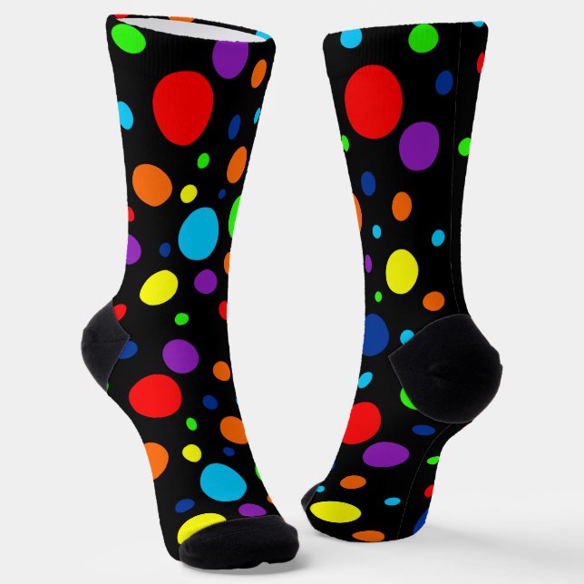 Chaussette Chaussettes d'équipage Black Rainbow Spots (Angulaire)