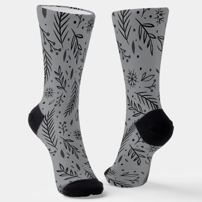 Chaussette Chaussettes d'équipage botanique d'hiver - gris (Angulaire)