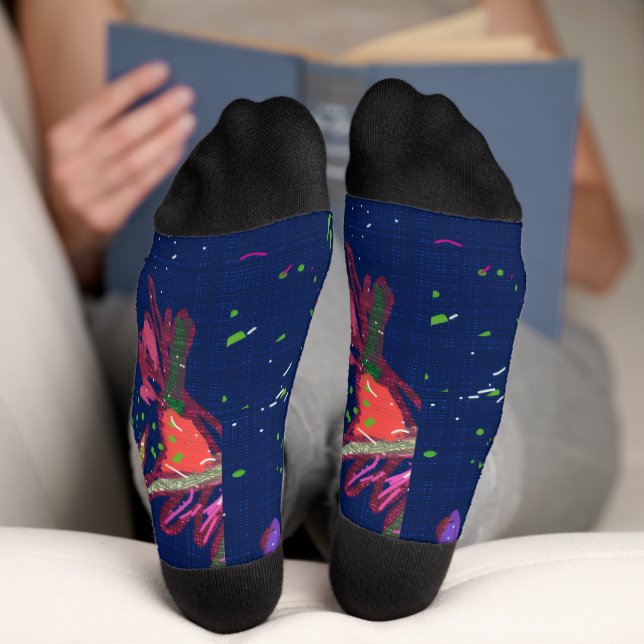 Chaussette Chaussettes d'équipage de fleurs de couleur vive (Fond)