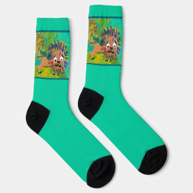 Chaussette Chaussettes d'équipage de peinture de Lion pour bé (Droite)