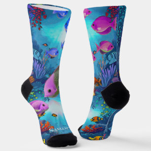 Chaussette Chaussettes d'équipage de poissons tropicaux