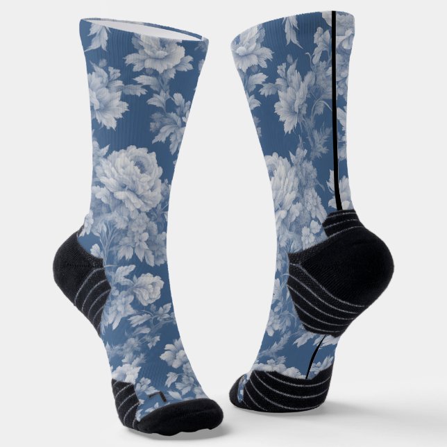 Chaussette Chaussettes d'équipage en toile bleue blanc classi (Angulaire)