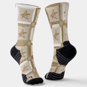 Chaussette Chaussettes d'équipage Étoiles beiges