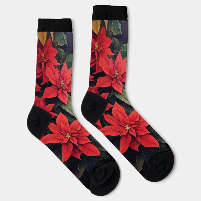 Chaussette Chaussettes d'équipage Poinsettias (Droite)