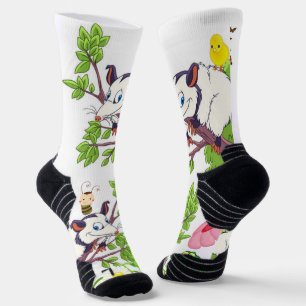 Chaussette Chaussettes d'équipage Possum Frog Chicks Floral M