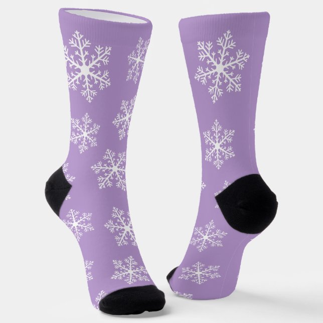 Chaussette Chaussettes d'équipage pourpres de flocon de neige (Angulaire)