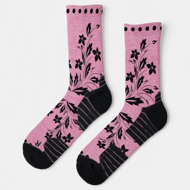 Chaussette Chaussettes d'équipage rose et noir (Gauche)