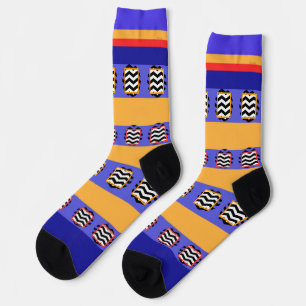 Chaussette Chaussettes d'équipage rouge Chevron Or bleu