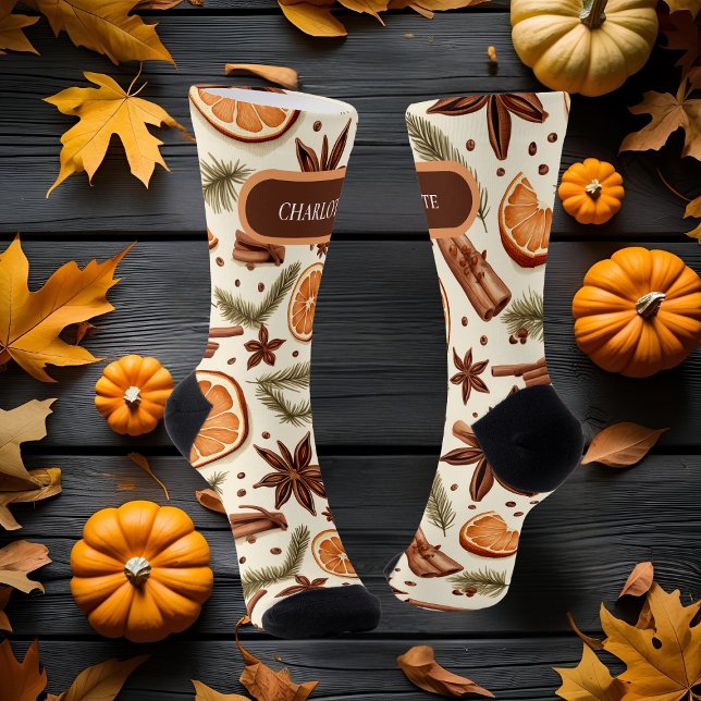 Chaussette Chaussettes d'équipe d'épices d'automne personnali (Créateur téléchargé)