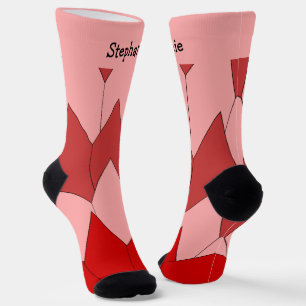 Chaussette Chaussettes Design Art Déco Rose Rouge