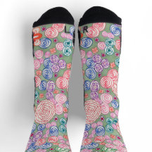 Chaussettes. Design "Roses Fond Vert" par COHOE13