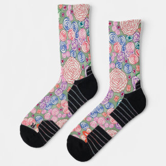 Chaussette Chaussettes. Design "Roses Fond Vert" par COHOE13