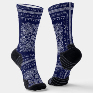 Chaussette Chaussettes d'impression Bandana Bleu Paisley