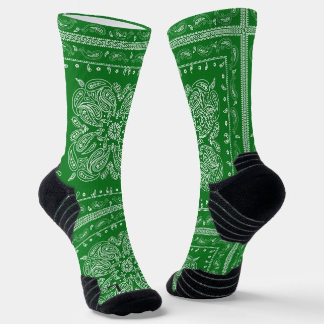 Chaussette Chaussettes d'impression Bandana Paisley Vert (Angulaire)
