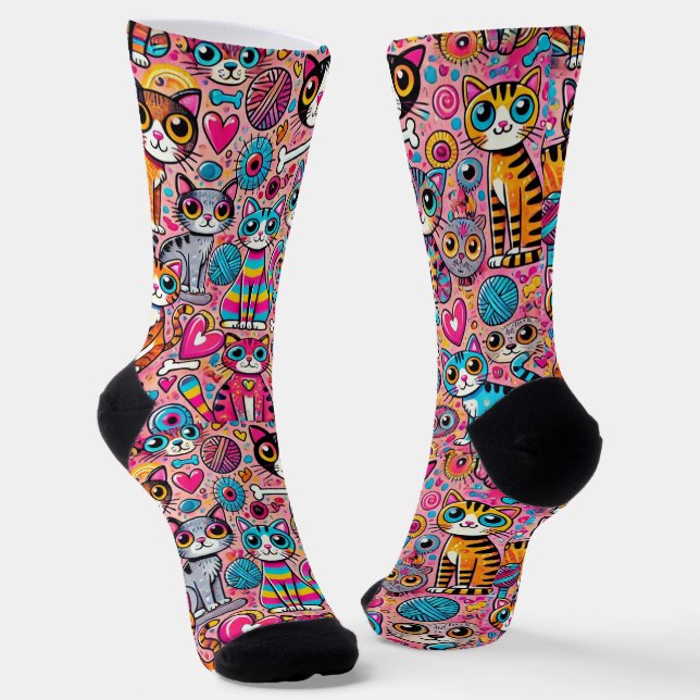 Chaussette Chaussettes Drôle Pour Amoureux de les chats Motif (Angulaire)