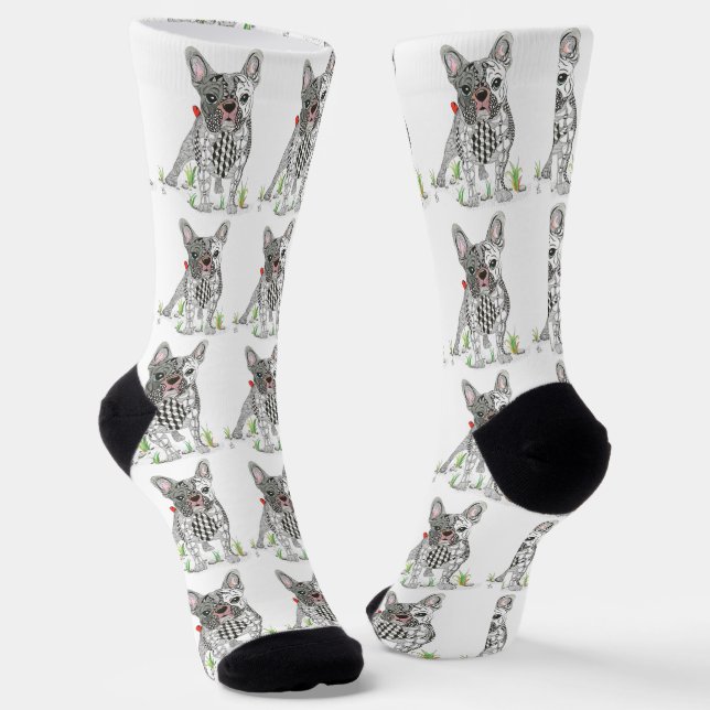 Chaussette Chaussettes Durables Mignonnes Français+Bulldog (Angulaire)