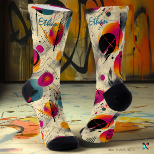 Chaussette Chaussettes Énergie Abstraite en Magenta, Orange e
