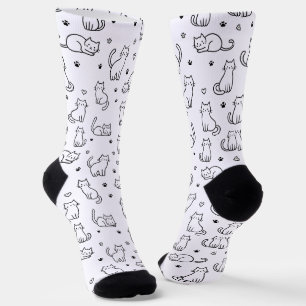 Chaussette Chaussettes Équipage Chat Gribouillé Ludique