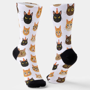 Chaussette Chaussettes équipage motif visages de chat drôles