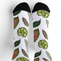 Chaussettes fantaisie à motif de feuille de plante