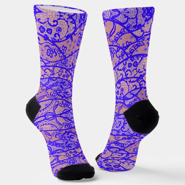 Chaussette Chaussettes Faux Blue Lace Fishnet (Angulaire)