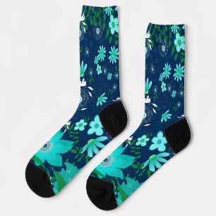 Chaussette Chaussettes Filles Tropical Vibes Floral Turquoise