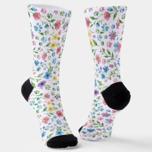 Chaussette Chaussettes Fleurs Sauvages Colorées et Empreintes