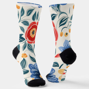 Chaussette Chaussettes florales avec rouge audacieux